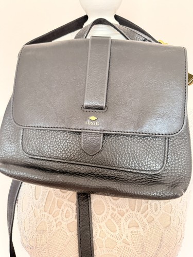 Fossil black leather cross - black,