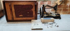 Antique JONES Swan Neck Hand Crank Sewing Machine WORKING c/w Case & Handbook