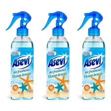 3 x Asevi Air Freshener Spray Ocean Breeze Room & Fabric Freshener - 3 x 400ml