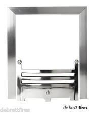 16" 40 cm Brushed Steel Magnetic Trim Frame + Chrome Bauhaus Front  Gas Fire 