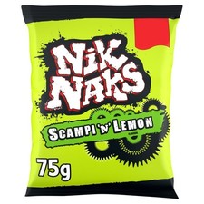 Nik Naks Scampi 'N' Lemon Crisps Pack of 20x75g