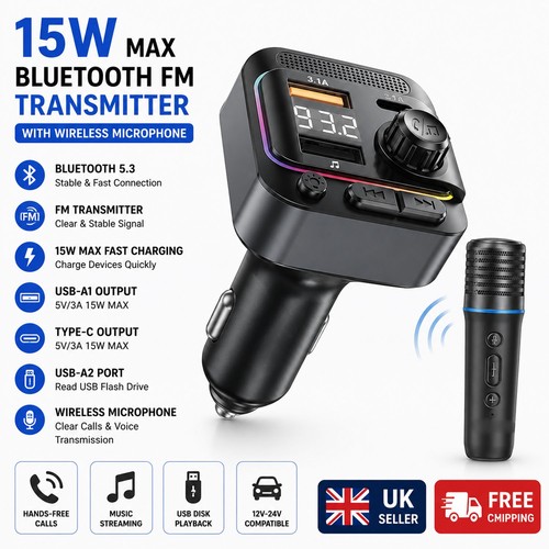 Bluetooth fm transmitter - 5.3,