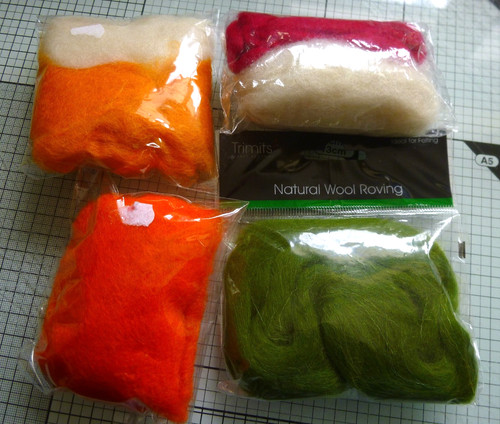 Small packets wool roving - small, of