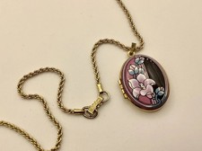 Michaela Frey Floral Enamel Locket and Chain.