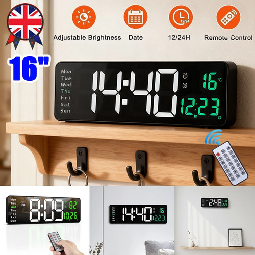 Led wall clock digital - 16",