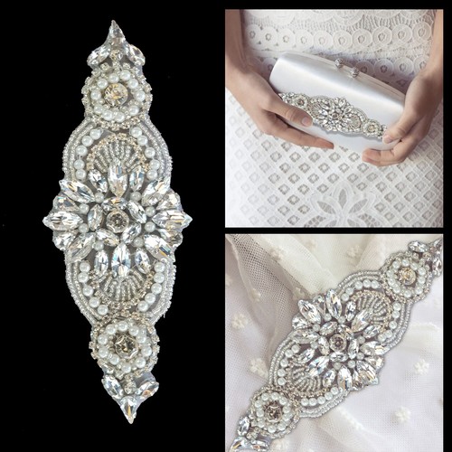 Silver diamante applique patch - applique,