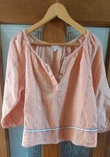 Falmer Heritage Blouse Soft Peach Size 12 Bust 44" Wide Round Neck 3/4 Sleeves