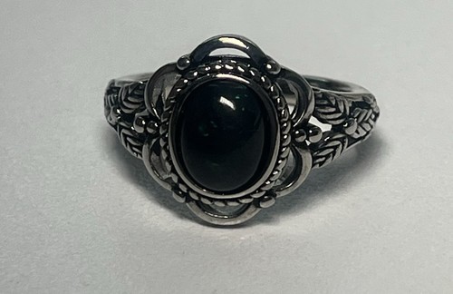 Black opal sterling size ring - black,