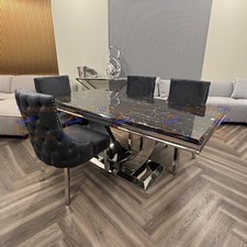 1.8m Arial Black & Gold Marble