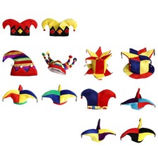 UK 1Pc Party Clown Hat Funny Multicolor Panels Multiple Peaks Bells Jester Hat