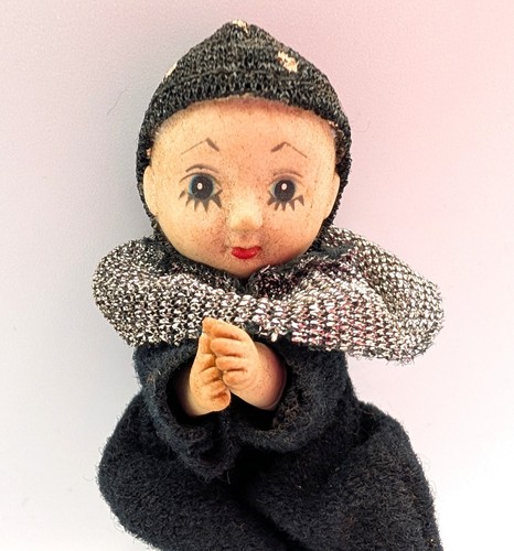 Vintage black silver pierrot - black,