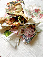 Vintage  Offcuts French Fabric Remnants Small Swatches For Crafts Patchwork