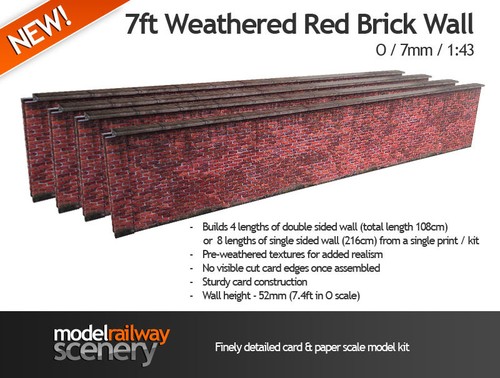 7ft red brick wall pre - 7ft,
