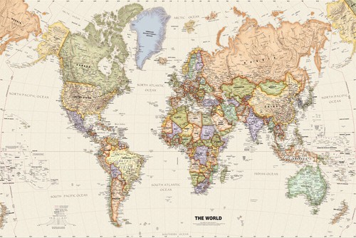 5x3ft large map - of, world
