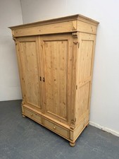 A Panelled Victorian Antique / Old Pine 2 Door Knockdown Wardrobe to Wax/Paint