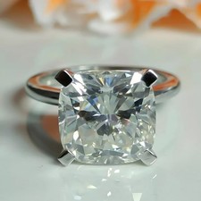 Certified 2.60Ct Cushion Cut White Diamond Solitaire Ring In 14k White Gold