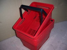 Pack of 5 Plastic Shopping Baskets Red. Blue. Black or Green 2 handles