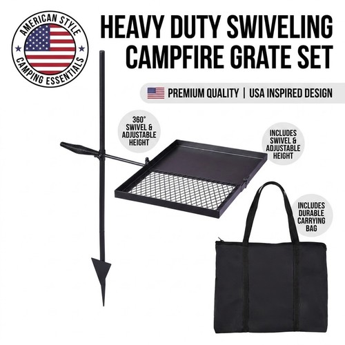 Folding swivel campfire grill - folding,