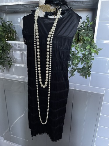 Black tasselled 1920s 1930s - black,