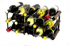 Cranville wine rack storage 15 bottle dark oak stain wood/ metal assembled