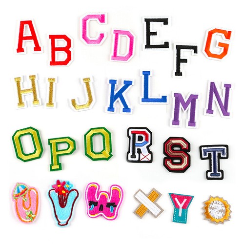 Embroidered alphabet patches - embroidered,