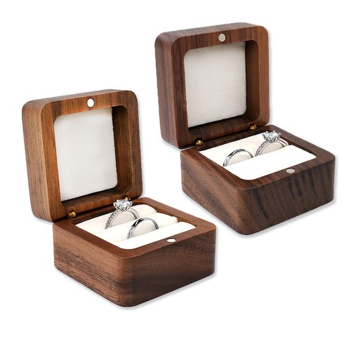 Wooden double ring display box - wooden,
