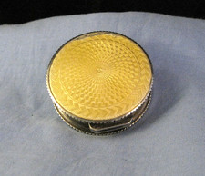 STERLING SILVER ART DECO VINTAGE GUILLOCHE ENAMEL MIRROR POWDER COMPACT BOX