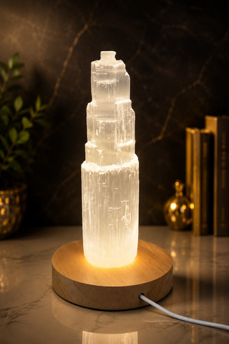 Selenite crystal lamp - crystal, mountain