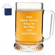 Personalised Engraved Pint Tankard Glass Best Man, Pint Christmas, Birthday Gift