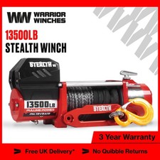 Stealth Electric Winch 12v 13500lbs Synthetic Rope 2 Wireless Remotes For Garage