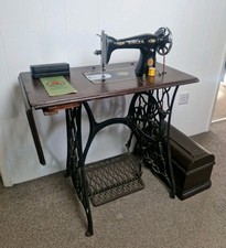Antique Singer Sewing Machine Hand Crank With Case & Manual - 1937 - Table Mount