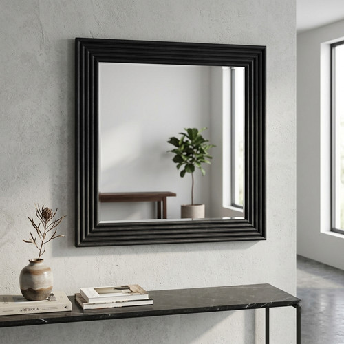 Black square wall mirror large - black,