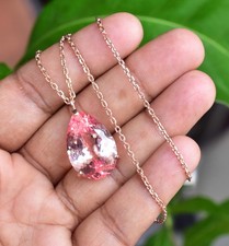 Rare 30 Ct Natural Padparadscha Sapphire 925 Sterling Silver Pendant Certified