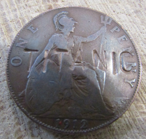 1912 stamped titanic - stamped, penny