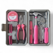 Pink Tool Set for Ladies DIY Kit with Pink Hammer, Pliers, Screwdrivers 24 PC