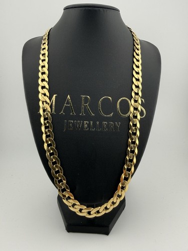 9ct gold curb chain 10mm - chain, 24"