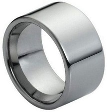 12mm Wide Men Tungsten Carbide Silver Shiny Pipe Cut  Wedding Band Ring