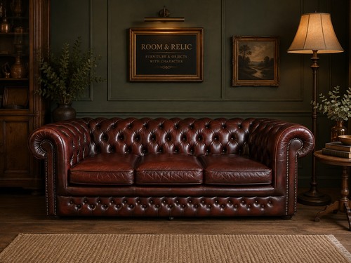 Oxblood leather chesterfield - leather,