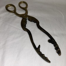 Vintage Brass Stork Fire Tongs