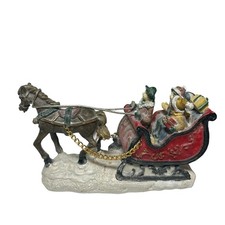 Christmas Ornament Traditional Style Horse Sleigh Freestanding Figurine Resin
