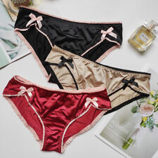 3pcs Lot Sexy Womens Satin Panties Smooth Underwear Briefs Low Waist Lingeries