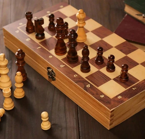 Large chess wooden set - wooden, folding