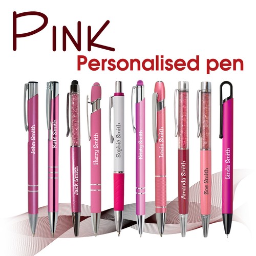 Personalised metal pen pink - personalised,