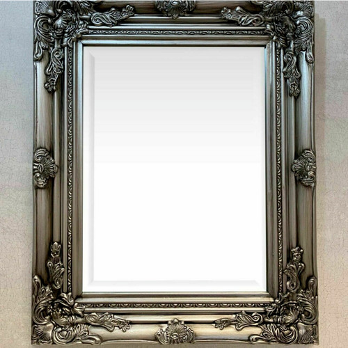 Silver ornate mirror shabby - ornate,