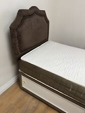 Brown Velvet Single Bed Frame