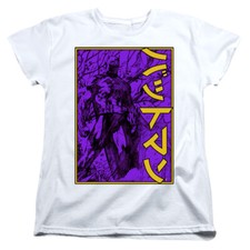 Batman Womens T-Shirt Kanji Framed White Tee