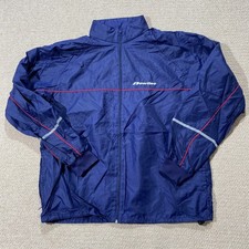 Vintage Track Jacket Mens XL Slim Fit Navy Blue Shell Running Rain Tracksuit Top