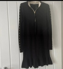Twinset Simona Barbieri Size Small Black Bodycon Dress Long Sleeve