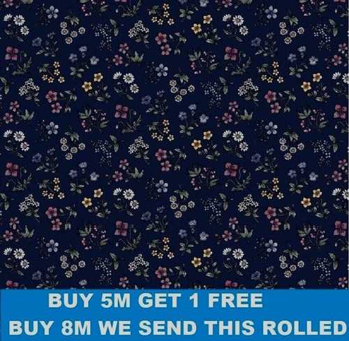 Navy blue pink floral - navy, flowers