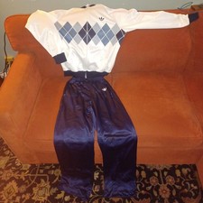 Vintage 1980s tennis Adidas Ivan Lendl ARGYLE FULL MATCHING WARM-UP top & bottom